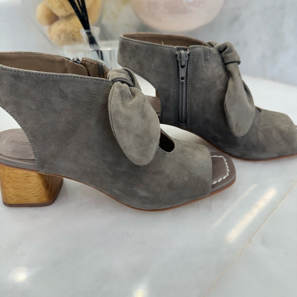 Bernardo | Suede Open-Toed Booties With Bow - image 3